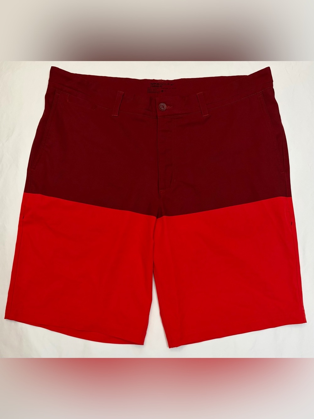 Nike Two-Tone Burgundy and Red Flat Front Shorts